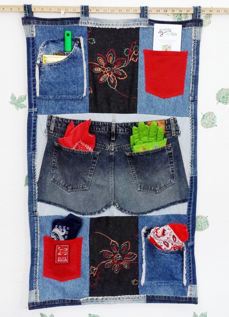 Hindsight DIY Denim Jeans Wall Hanging Organizer