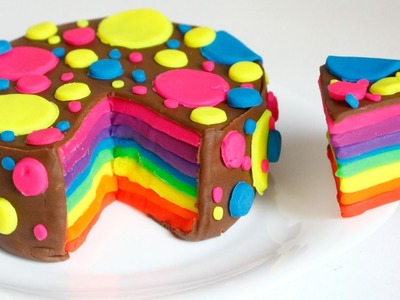 How To Make Playdough Rainbow Cake - DIY Play Doh Cake Giant Play Doh Rainbow Chocolate Cake!