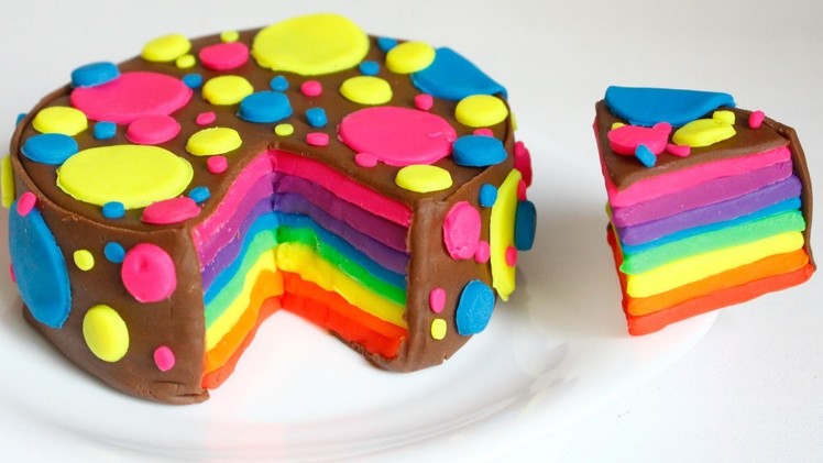 How To Make Playdough Rainbow Cake - DIY Play Doh Cake Giant Play Doh Rainbow Chocolate Cake!