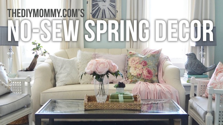 No Sew Spring Decor Ideas. DIY Drapes, Pillow Cover + Throw Blanket Tutorial