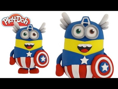 Play Doh How to Make a 3D Captain America Minion DIY RainbowLearning