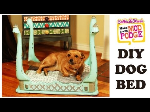 DIY Mod Podge Furniture Flip: Dog Bed Made from an End Table