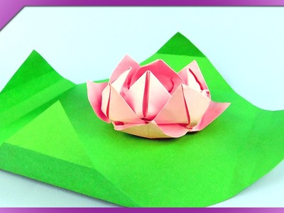 DIY Origami paper water lily (ENG Subtitles) - Speed up #207