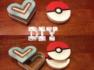 DIY perler bead 3D box heart pokeball tutorial how to