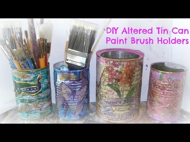 How to make an altered tin can. DIY altered tin can paint brush holders.#Trashtotreasure