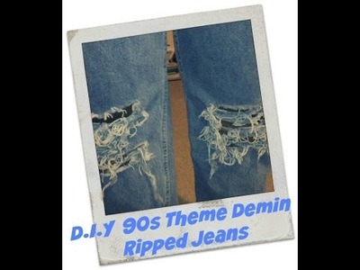 D.I.Y 90s Theme Ripped Jeans