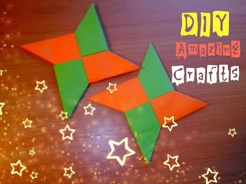 DIY How To Make Paper Shuriken Easy. Funny Origami For Children and Beginners. Tutorial for Kids