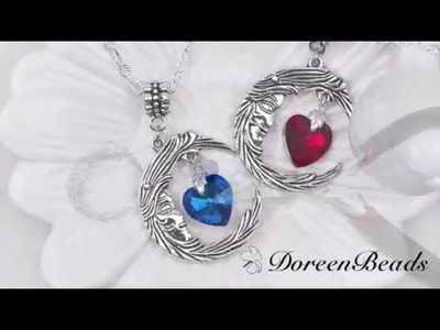 Doreenbeads Jewelry Making Tutorial - How to DIY Fantastic Crescent Moon Necklace Jewelry