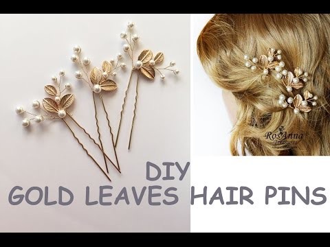 Easy DIY Bridal Gold Leaves Hair Vine Pins  Bridal Hair Tutorial Hair Vine, Wire beads