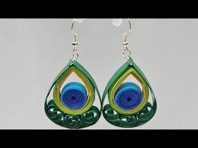 How to make quilling peacock feather earrings DIY (tutorial + free pattern)