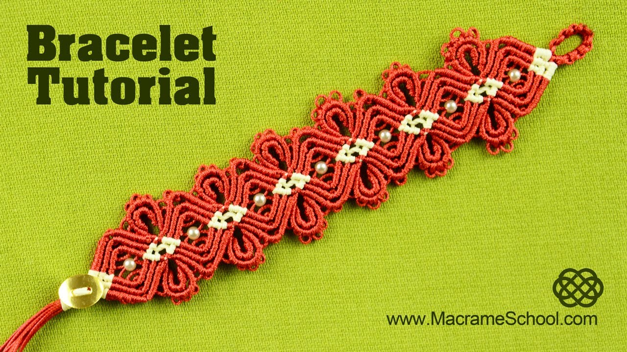 Macramé Diamond Flower Bracelet Tutorial, Macrame School