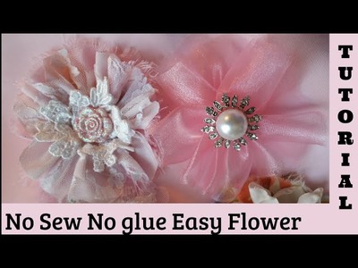 Circle Flower, no sew,  Shabby Chic tutororial, fabric, Easy, hairpin  DIY 5s2, by Crafty devotion