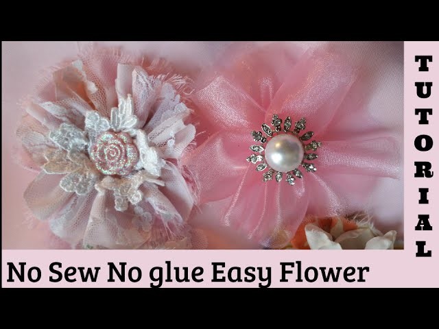 Circle Flower, no sew,  Shabby Chic tutororial, fabric, Easy, hairpin  DIY 5s2, by Crafty devotion