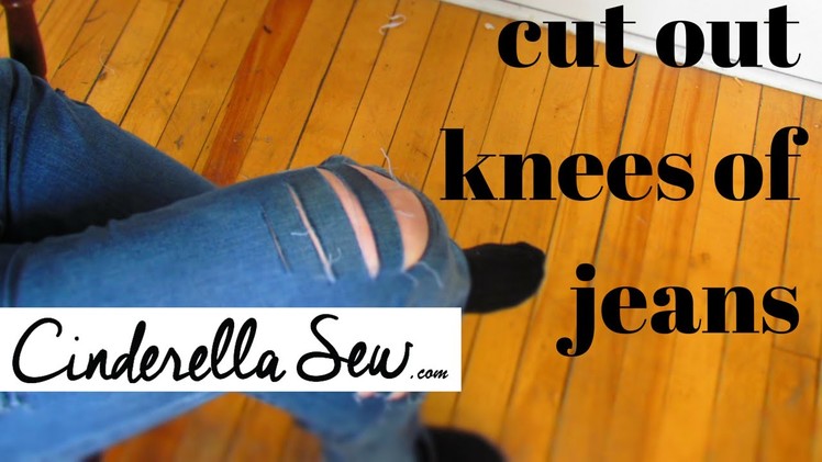 Cut rips in jeans - Make holes in the knees of jeans - DIY Distressed Denim