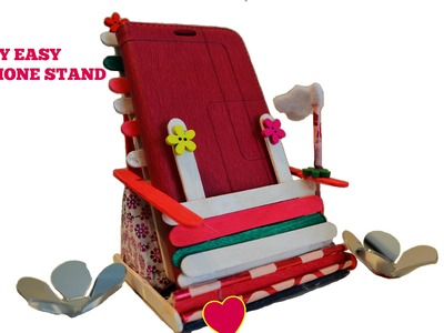 Diy Crafts : Diy phone stand.holder using popsicle sticks, cardboard & washi tape easy project