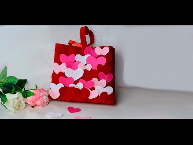 DIY Mother's Day Gift  Making Felt Heart Handbag at Home