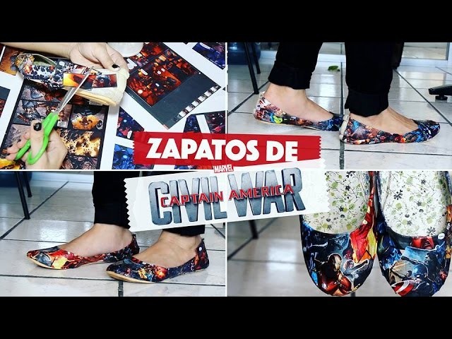 DIY: Zapatos de Civil War - Zapatos de cómics - Comic book shoes | #ViernesconKarla :)