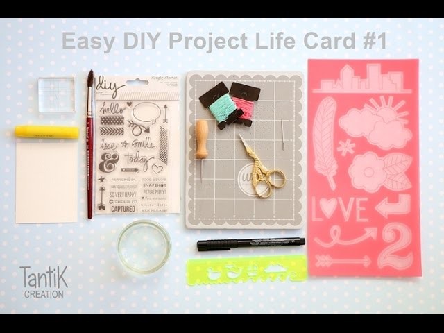 Easy DIY Project Life Card #1: Hand Stitching using Embroidery Stencil.