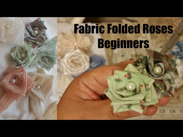 Folded Rose 1, no sew, fabric, Shabby Chic flower tutorial, 1 of 2. by Crafty Devotion