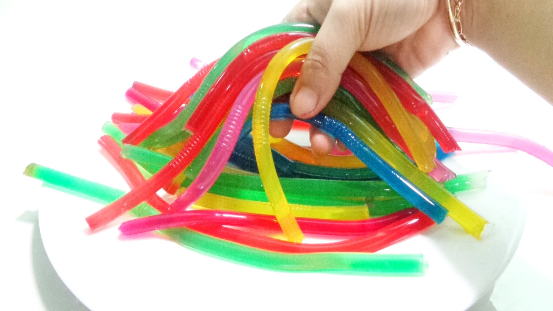 The Diy how to make colors jelly with drinking straws, Rainbow pasta Fun