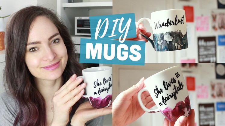 DIY customised mugs - watercolour & quote | CharliMarieTV