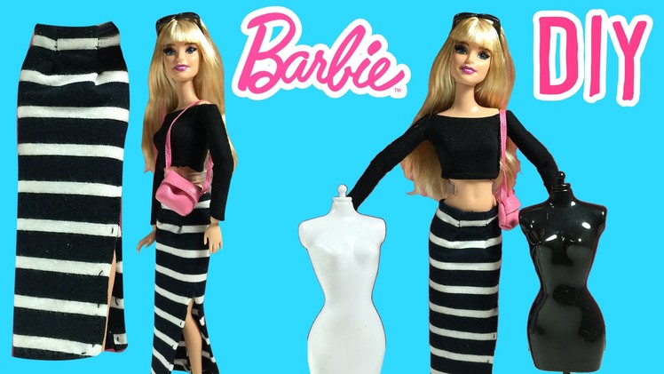 DIY - How to Make Barbie Doll Long Skirt - Barbie Clothes Tutorial - Making Kids Toys