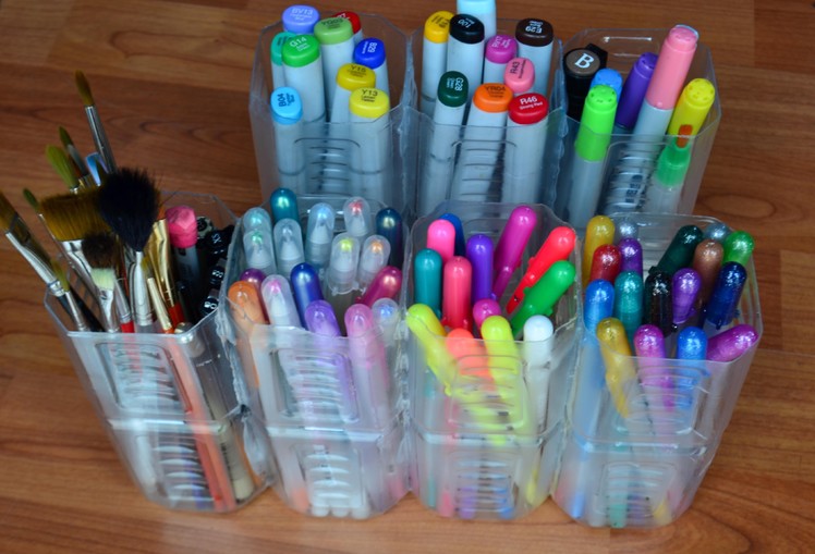DIY: Organizer. Art Caddy 4 Colored Pencils, Markers (Copics), Brushes, Crochet Hooks