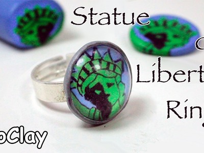 DIY Ring with Statue of Liberty - Polymer clay cane tutorial