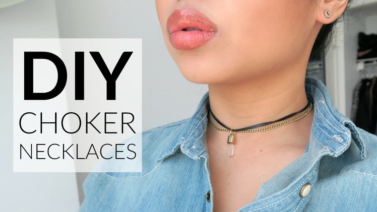 DIY CHOKER NECKLACES! (chain & fabric)