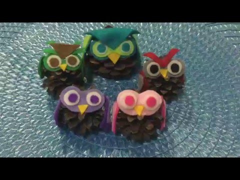 DIY Cute Felt and Pinecone Owls