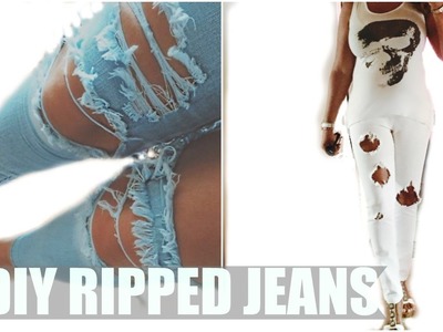 DIY: DISTRESSED.RIPPED JEANS
