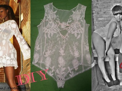 DIY | Turn Your Old Dress.Tee Into a Sexy Lace Up Bodysuit! SUPER EASY!