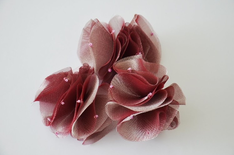 Fashion DIY - How to Make Beaded Fabric Fan Flower Tutorial #2