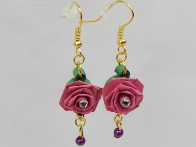 How to make quilling rose earrings with one pearl Quilling flower DIY (tutorial + free pattern)