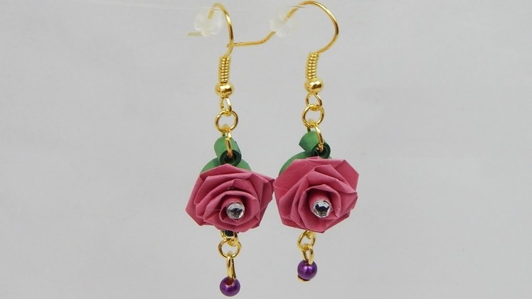 How to make quilling rose earrings with one pearl Quilling flower DIY (tutorial + free pattern)
