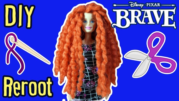 Disney Brave Merida Hair with Barbie Doll - DIY - How to Make Yarn Reroot - Making Kids Toys