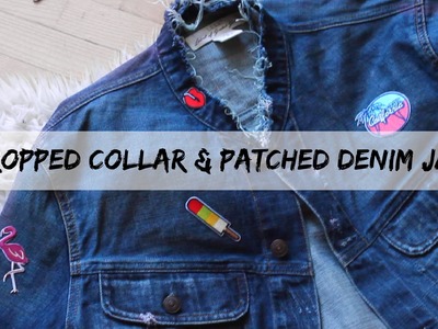 DIY Cropped Collar ( Distressed ) Jean Jacket with Patches | Aleks Gamzin