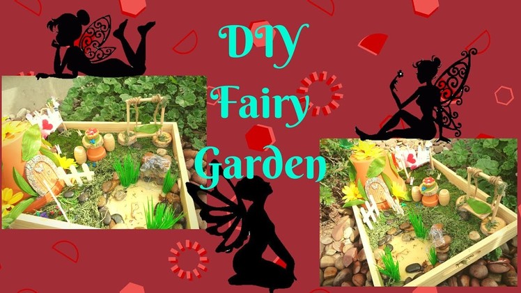 Easy DIY Fairy Garden with a moveable swing and waterfall pond