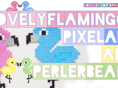 How to draw flamingos & easy DIY perler hama beads decoration | colorful pastel | drawpixelart