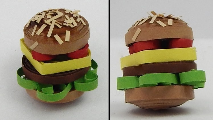 How to make a 3D quilling miniature dollhouse  hamburger DIY (tutorial + free pattern)