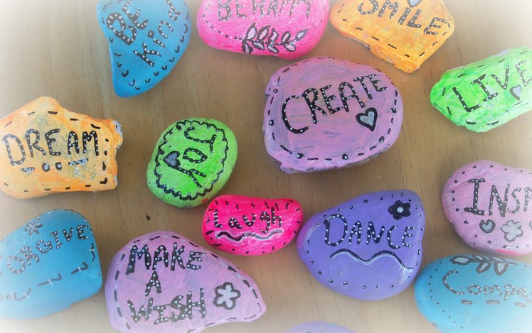 #LoveSummerArt- how to make word rocks. DIY Inspirational Rocks.