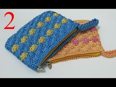 Crochet || Dompet Koin Motif Kerang (Resleting + Furing) - Shell Stitch (Part 2)