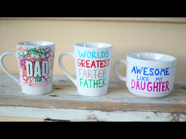 DIY Custom Personalized Mugs! With Sharpies! Fathers Day Gift Idea!