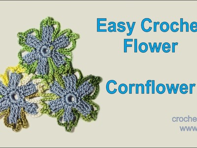 How to crochet flowers for beginners step by step Easy Crochet Flower Cornflower #crochet_flower