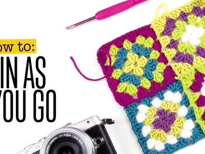 How to crochet join as you go granny squares (UK terms)