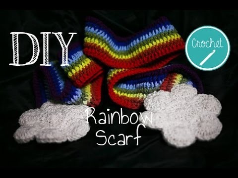 How To Crochet - Rainbow Scarf With Clouds Tutorial