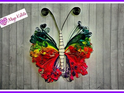 How to make DIY paper quilling DESIGNS - Paper Butterfly. art. Ideas Tutorial!