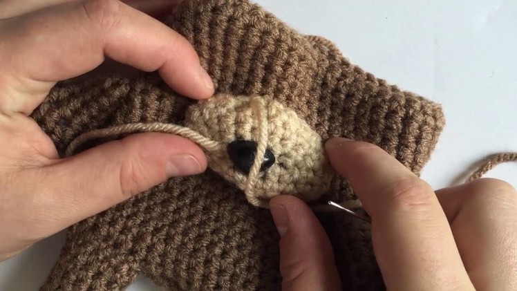 Learn to Crochet: making and attaching the muzzle, nose and eyes