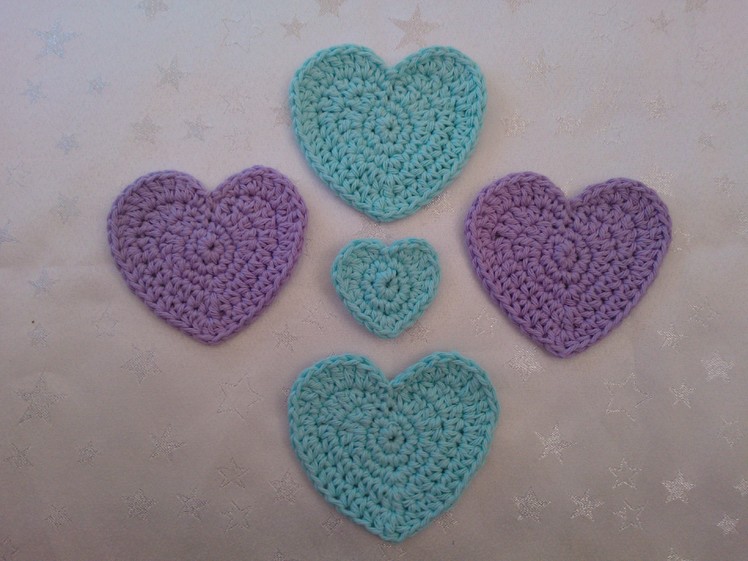 P5 How to crochet my peg bag hearts 3 sizes easy US and UK terms
