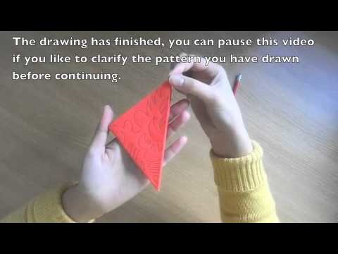 Chinese Paper Cutting - How to make a red square flower